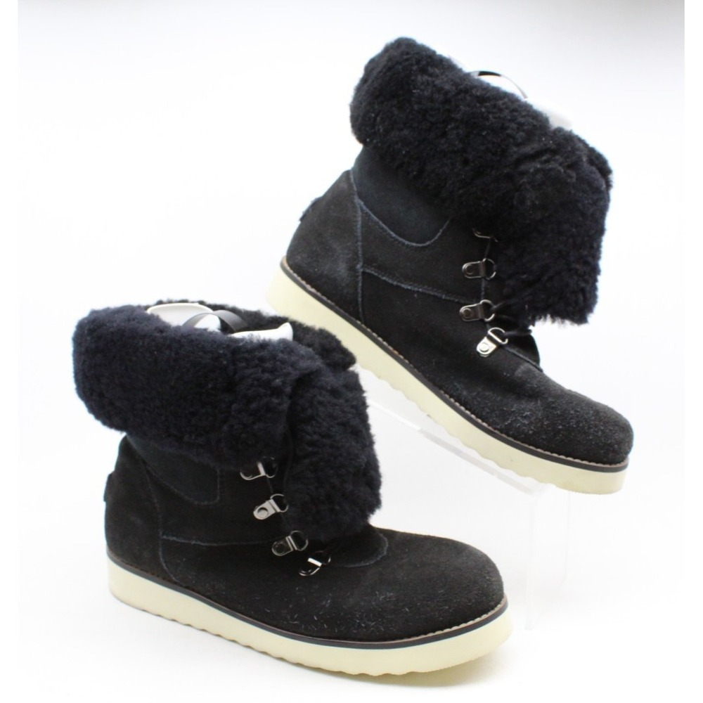 Australia Luxe Collective Yael Winter Boots Womens Size 9 Black Suede Sheepskin